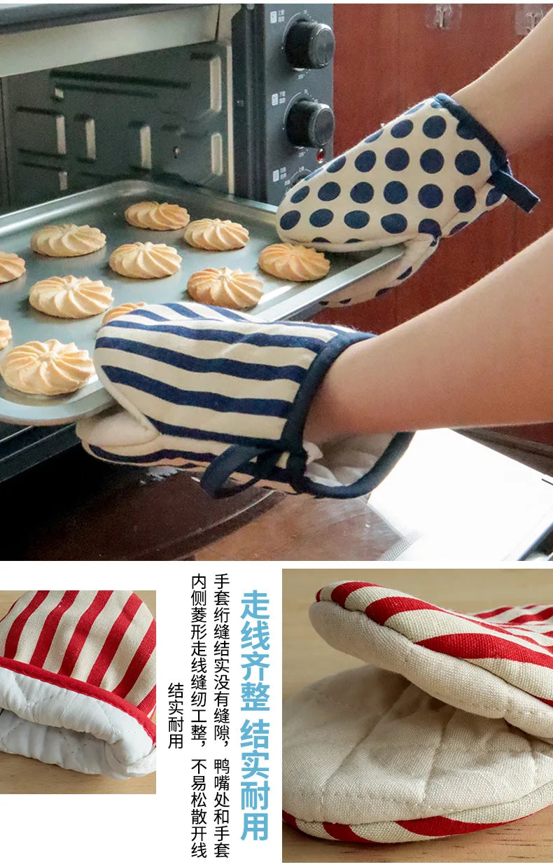 Gants de cuisine Gants anti-chaleur japonais Gants pour micro-ondes Gants isolants thermiques en coton