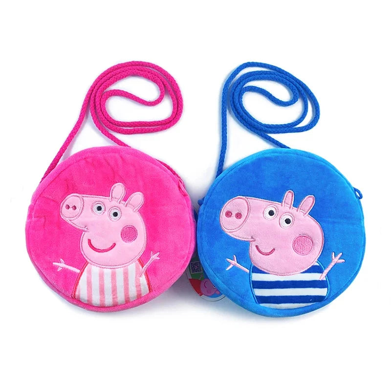 Peppa Pig Crossbody Bag Stereoscopic Doll Backpack Anime Knapsack Plush Coin Purse Toys George Round Pocketbook Children's Gifts