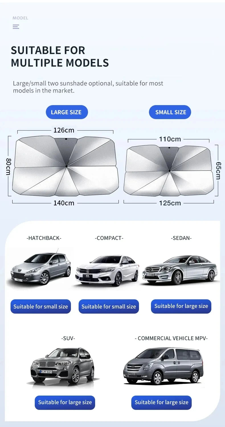 For Peugeot 206 207 208 301 307 308 408 508 607 2008 3008 4008 5008 GT RCZ Car Windshield Sun Shade UV Ray Reflector Umbrella