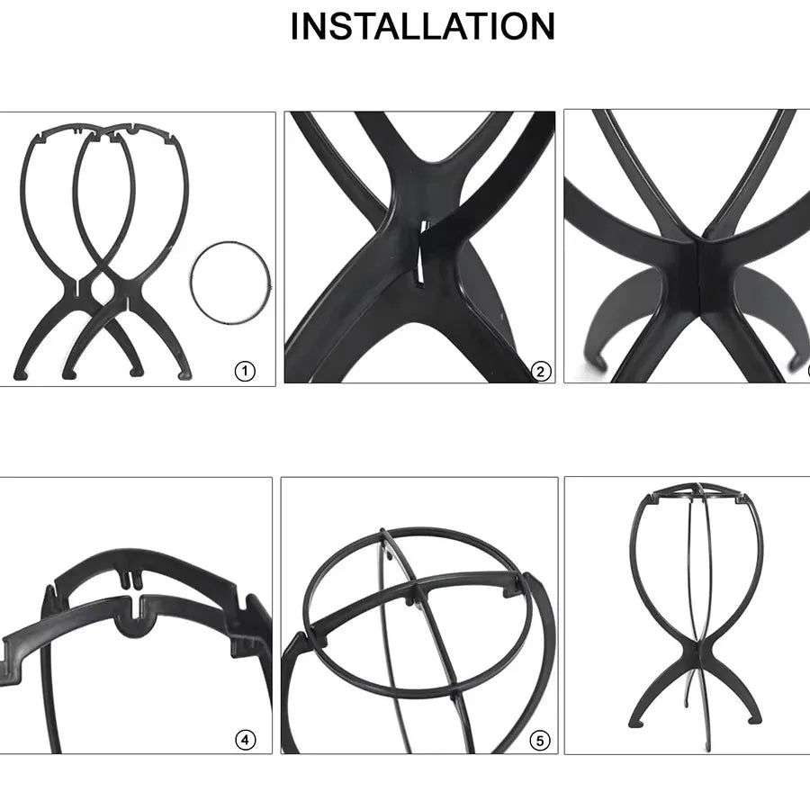 1/3PCS Plastic Wig Stand Portable Wig Head Stand Black Pink Wig Hang Holder Stand Durable Hair Display Tools Wig Accessories