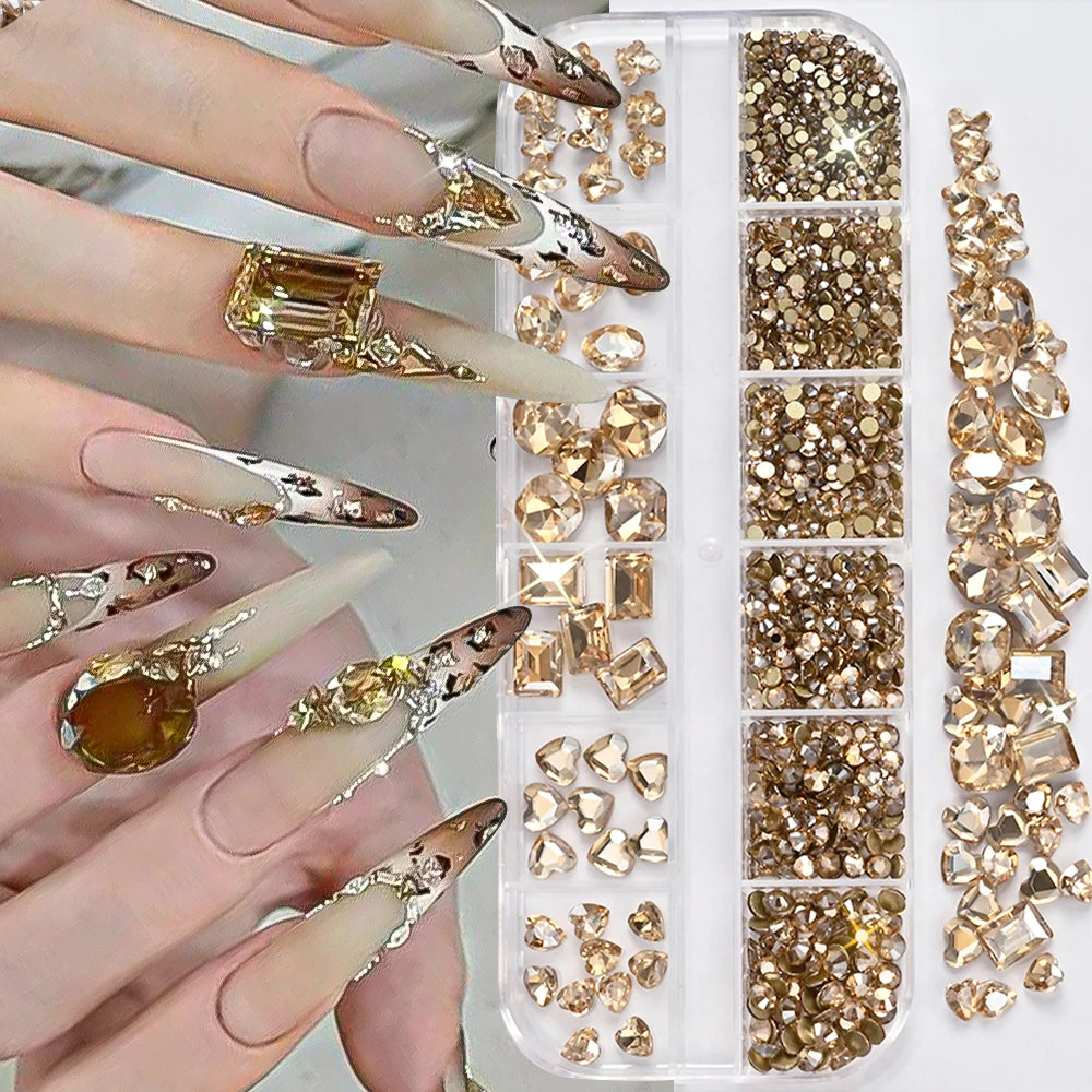 180 Uds. diamantes de imitación de cristal AB de espalda plana, gemas de diamantes de formas múltiples, piedras de cristal azul púrpura para decoración de uñas DIY