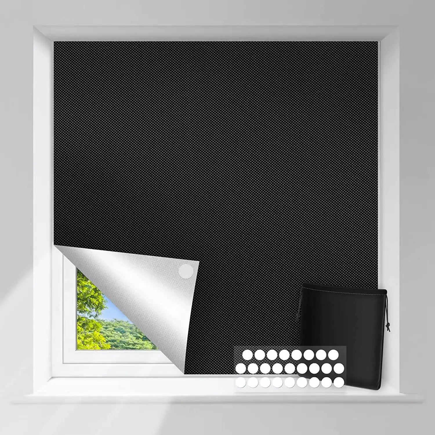 100% Blackout Curtain Removable Portable Travel Blocking Darkest Window Film Cloth Temporary DIY No Drill Blackout Curtains