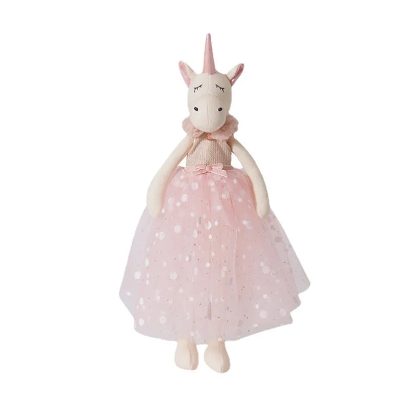 38cm Handmade Stuffed Animals Cute Unicorn Elephant Bunny Cat Sleeping Doll With Dress Baby Comfort Toys Children Gifts