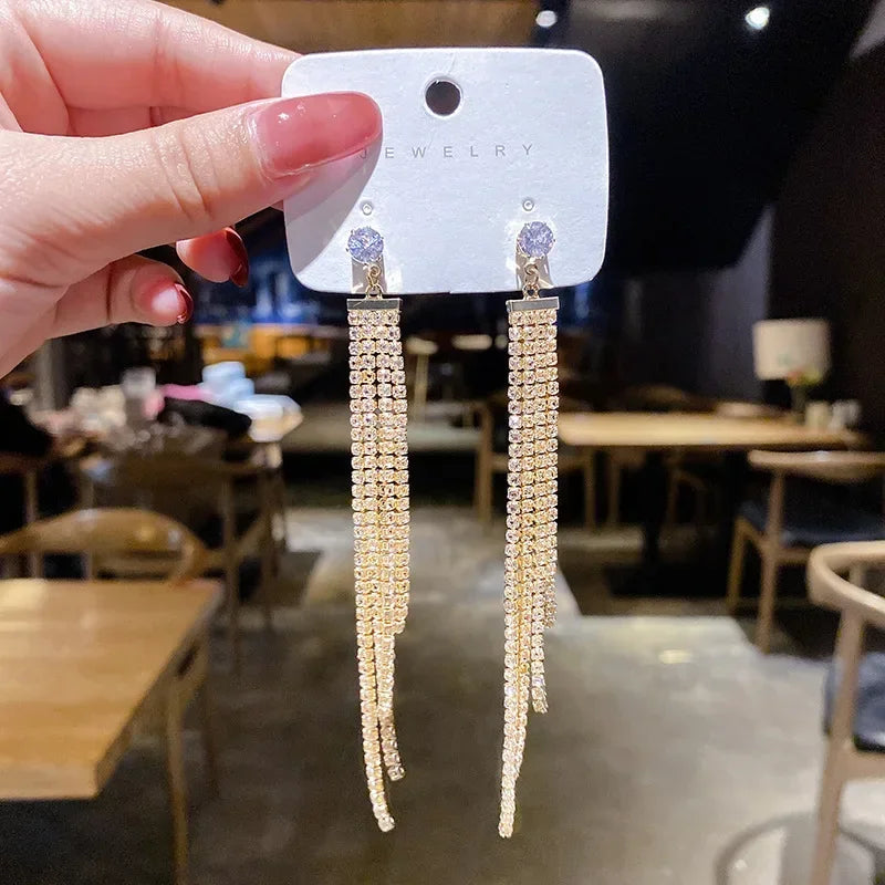 Pendientes de tuerca cuadrados de circonita azul de color plateado con borla larga para mujer, elegantes, delicados y encantadores, regalo premium para boda