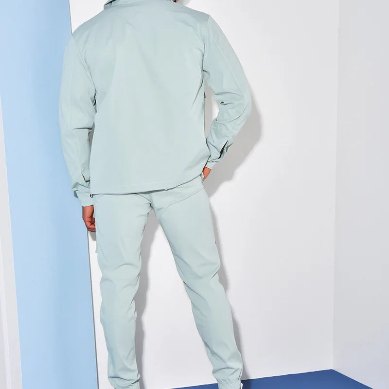 Fashion Men's Casual Sets Male Trend Streetwear Long Sleeve Jacket Coat+Leggings Pants Sport 2 Pieces New Men Clothing Suit