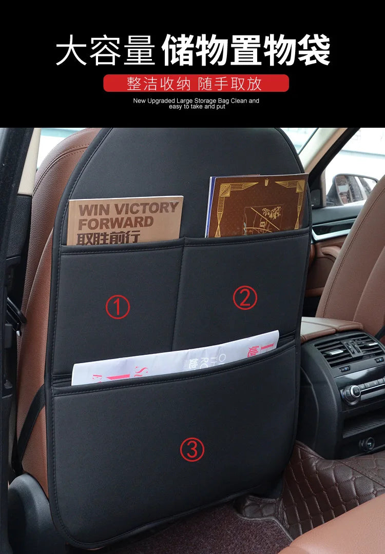 Protector de asiento trasero de coche de cuero sintético premium con relleno de esponja, a prueba de patadas, impermeable, universal para todas las estaciones, antideslizante, productos para coche
