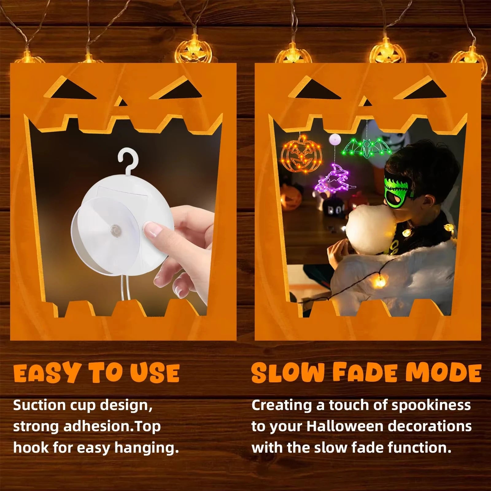 Halloween Led String Lights Ghost Pumpkin Spider Hat Modeling Lamp with Suction Cup Festival Party Halloween Decoration New