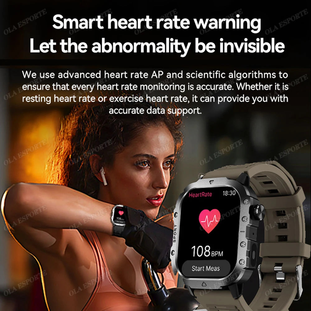 New Rugged Military GPS Smart Watch Men Bluetooth Call Health Monitoring AI Voice Sport Waterproof Smartwatches For Android