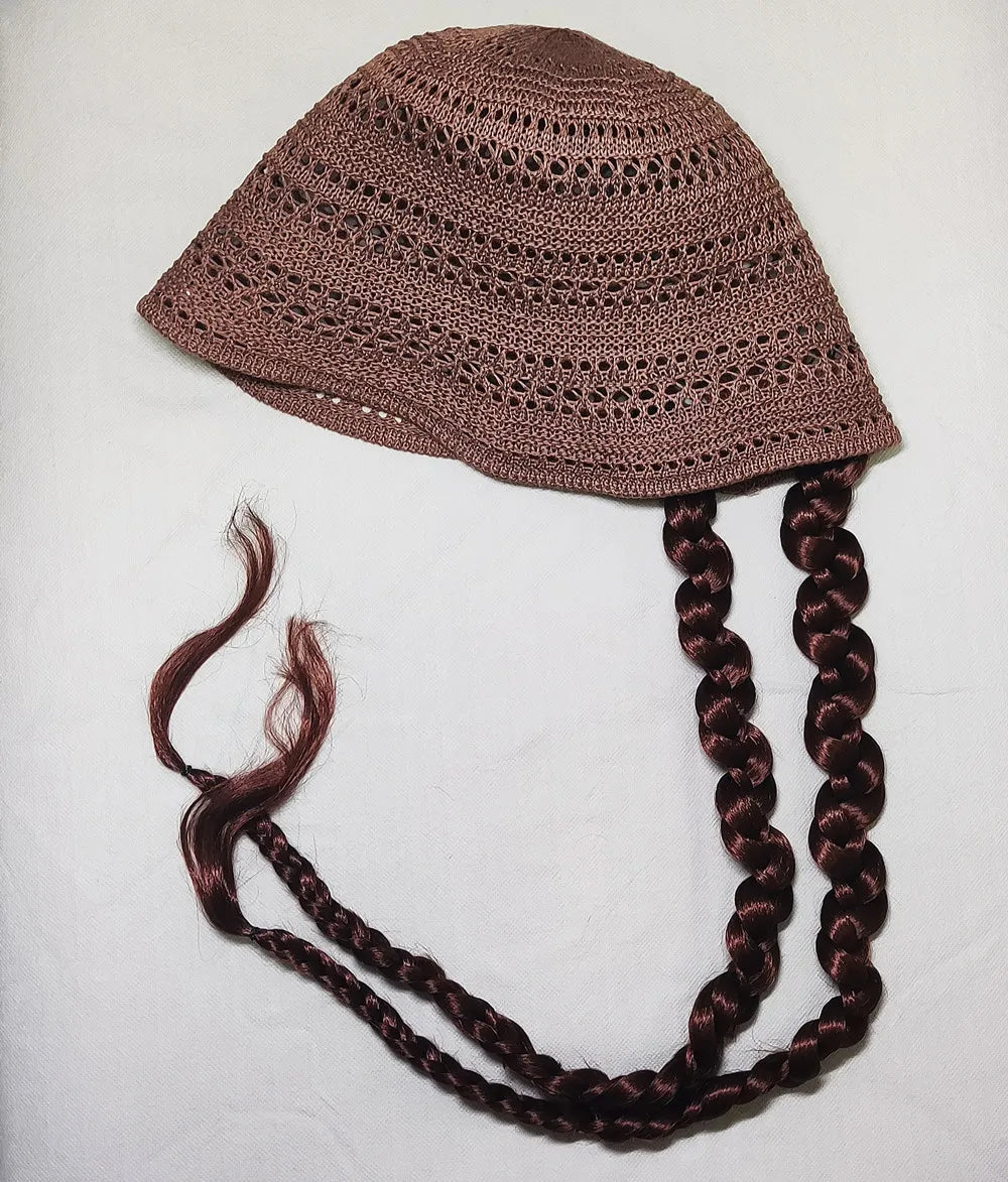 SQRDGQ Hat Wigs Cap with Braiding Hair Extensions Synthetic Wigs for Women Box Braids Crochet Hair Woman Wigs on Clearance Sale