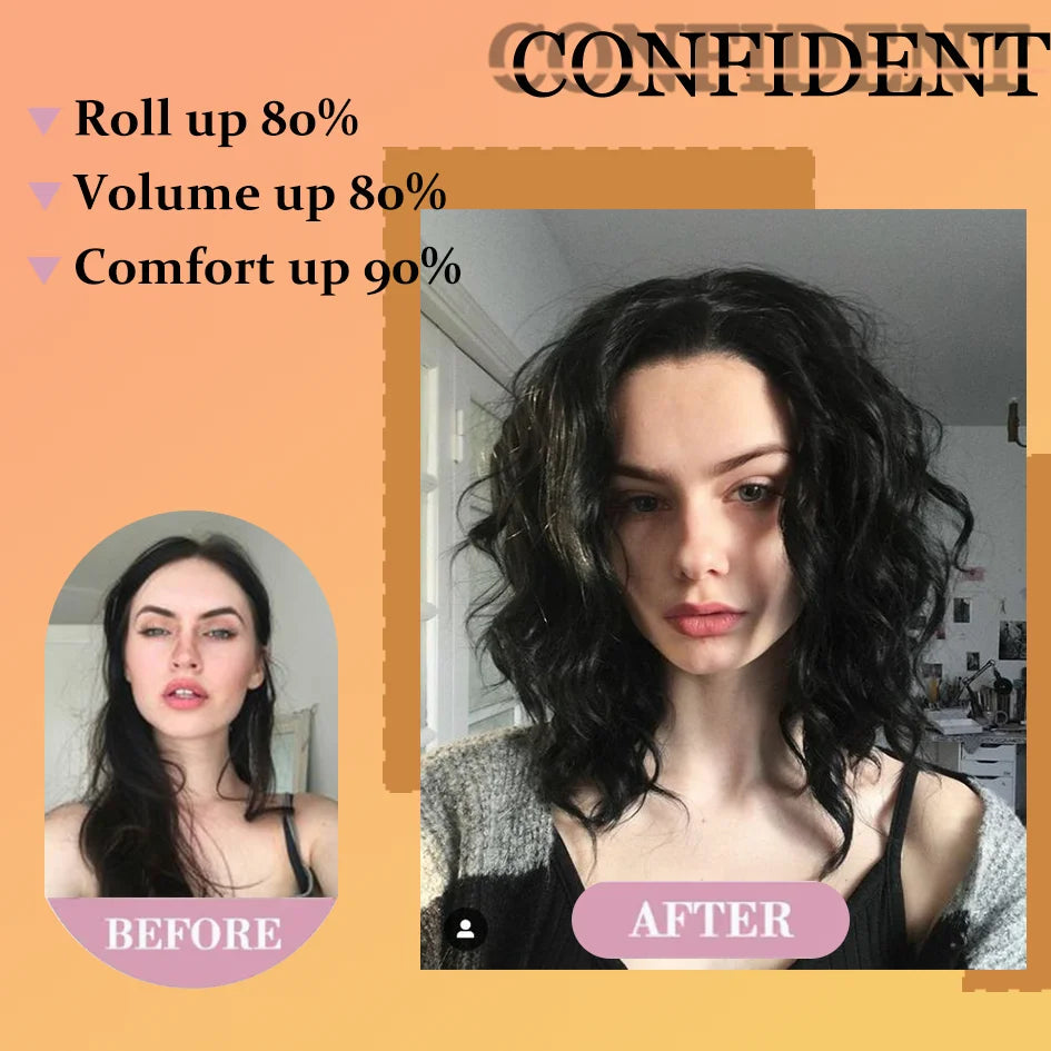 Synthetic women's wig 12 inches 4 pieces/set short roll hair extensions, wavy hair extensions, wavy hair extensions, honey gold