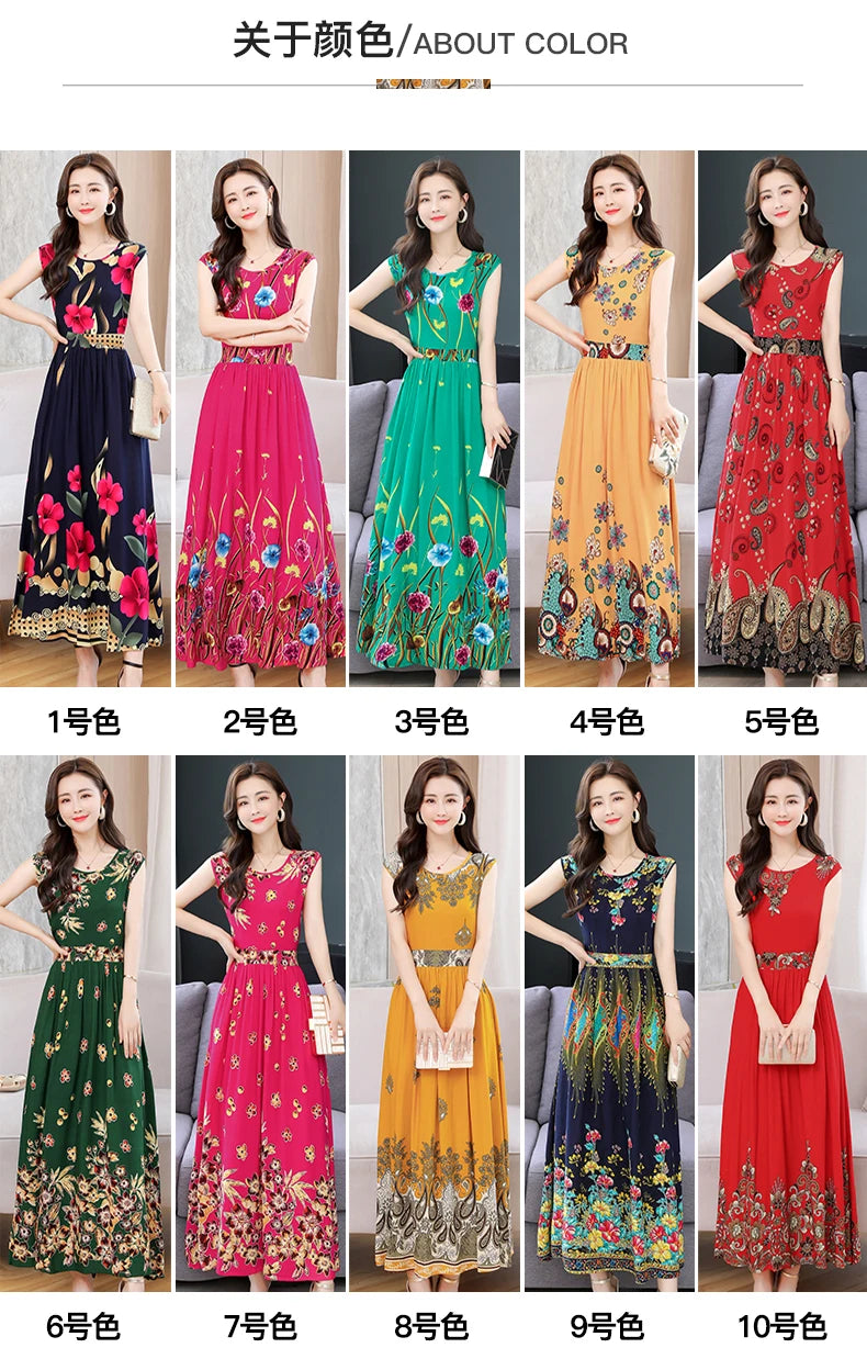 New Fashion  Summer Print Women Short Sleeve Cotton Plus Size Women Clothing Dress Ladies Large Size Vestidos dresses