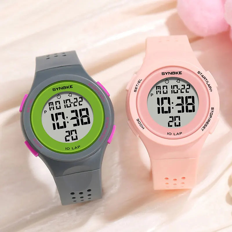 SYNOKE Women's Watch Digital Women Dress 50M Waterproof Stopwatch Sports Luminous Multifunction LED Electronic Wrist Watch Lady
