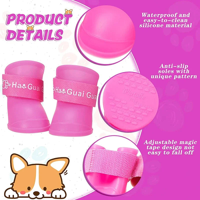 Pet Dog Rainshoes Waterproof Silicone Dog Shoes Anti-skid Boots For Small Medium Large Dogs Cats Rainy Days Appear Pet Supplies