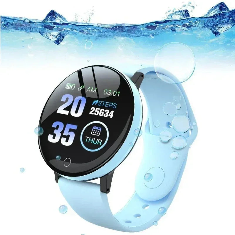D18 Smart Watch – Heart Rate Monitor, Round Digital Fitness Watch for Men & Women (Band Included, Compare with D20/Y68)