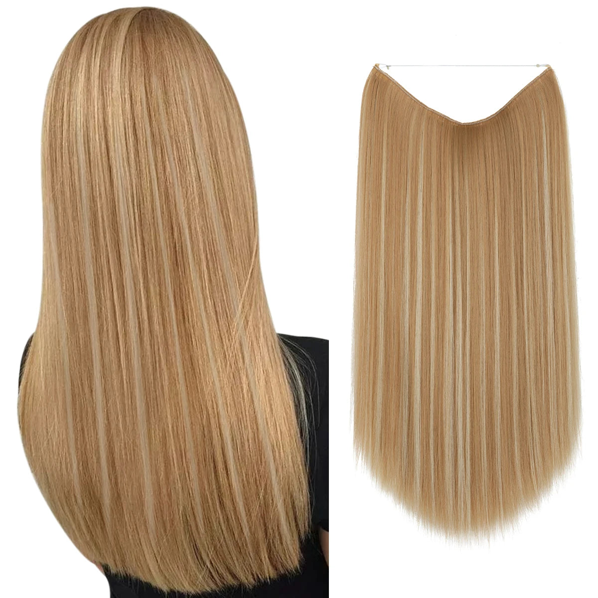 Extensiones de pelo liso con hilo invisible