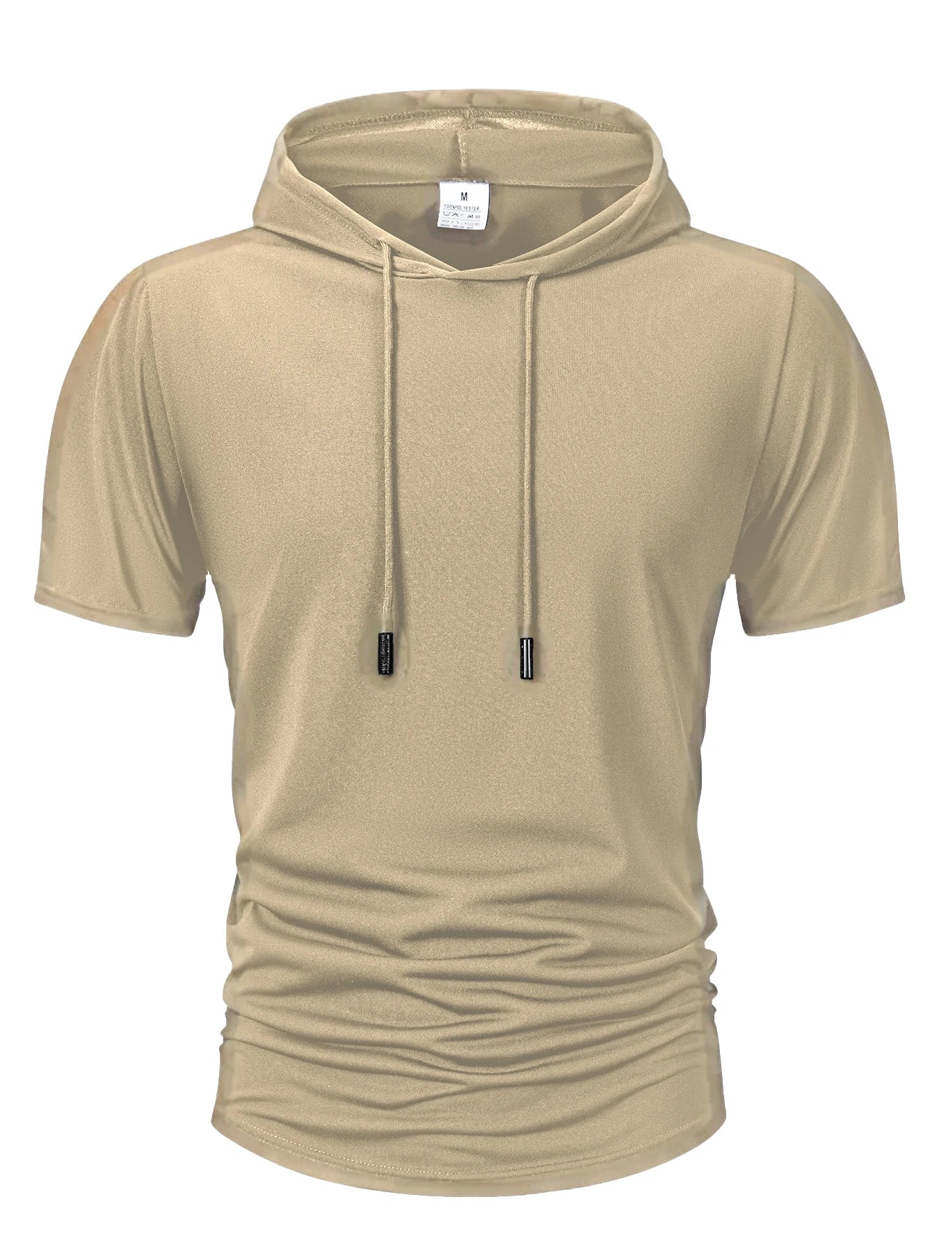 Men's Summer Hoodies T-shirts Short Sleeve Solid Color Loose Hooded Drawstring Pullover Tops Male Casual Sweatwear T-shirt