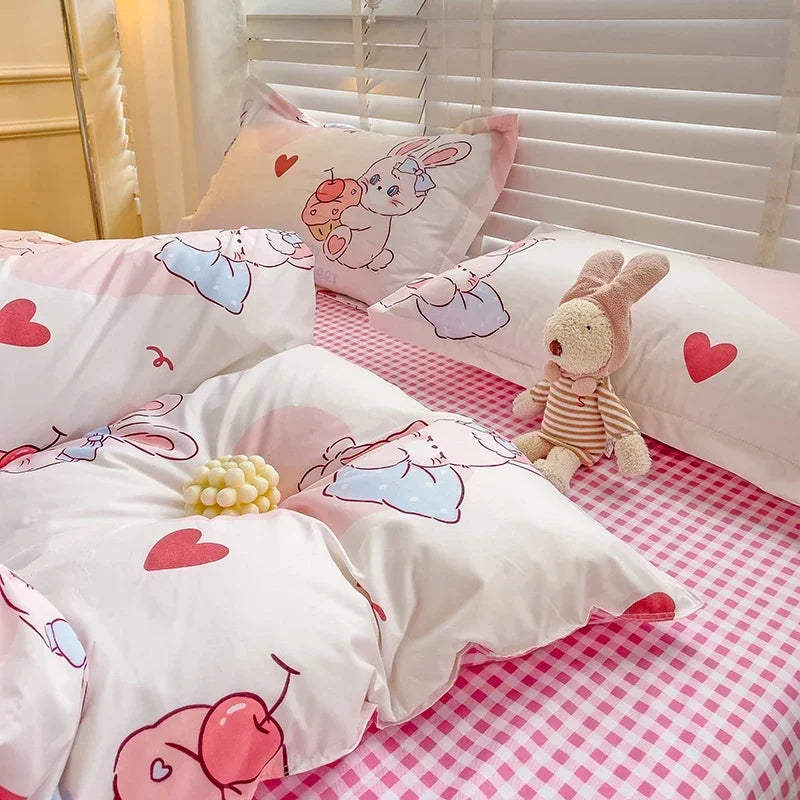 Juego de sábanas estilo dibujos animados para niños, juego de cama con estampado de conejo, transpirable, duradero, постельное белье 이불세트, juego de cama Queen/King