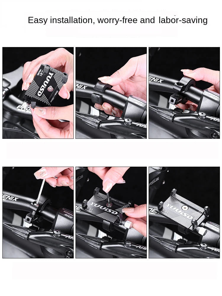 Bicycle Scooter Motorcycle  Phone Holder Aluminum Alloy Anti-slip Bracket GPS Clip Universal Bicycle Phone Stand
