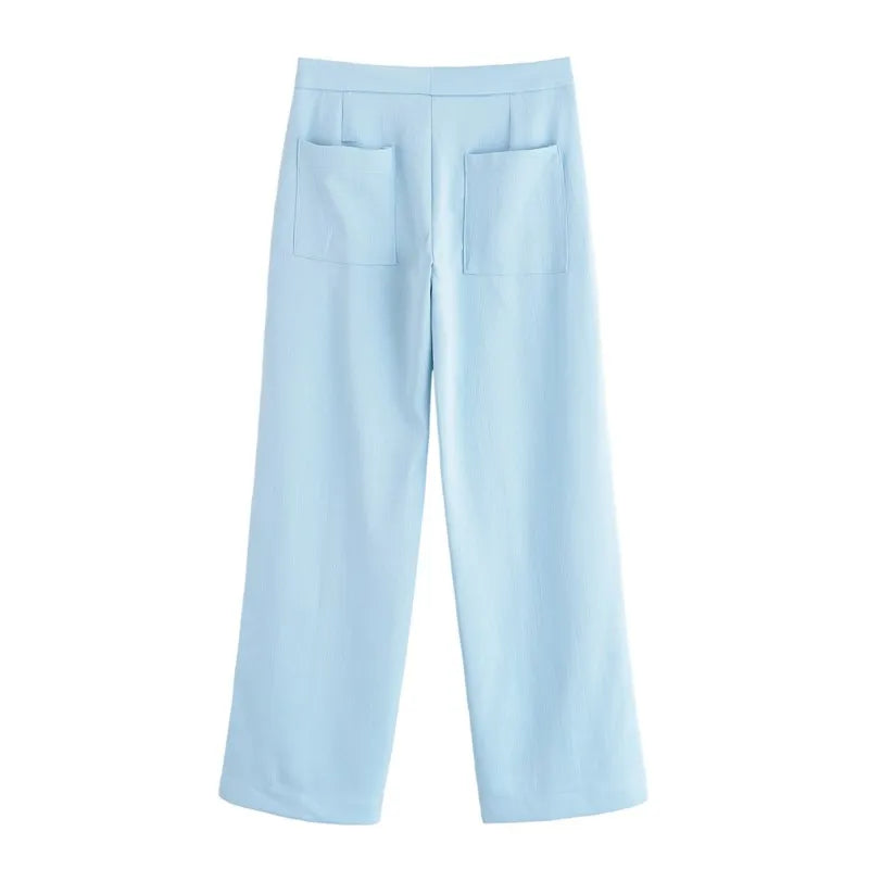 HipSeam High Waisted Pants Sets Women Summer Short Sleeve Double Breasted Blazer Pocket Trousers Women Outfit