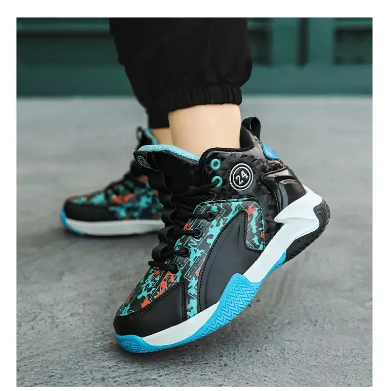 Kids Basketball Shoes Youth High Top Sneakers Boys Girls Lightweight Breathable,Ankle Support Non Slip Toddler Shock Absorption