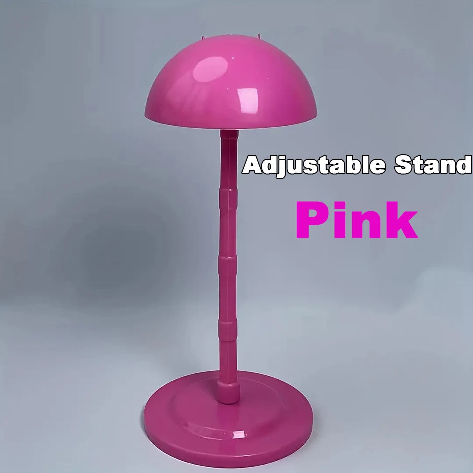 Soporte de exhibición de sombrero de peluca ajustable, soporte de exhibición de hongos con parte superior redonda, desmontable, portátil para estilismo, secadores portátiles, accesorios para sombreros