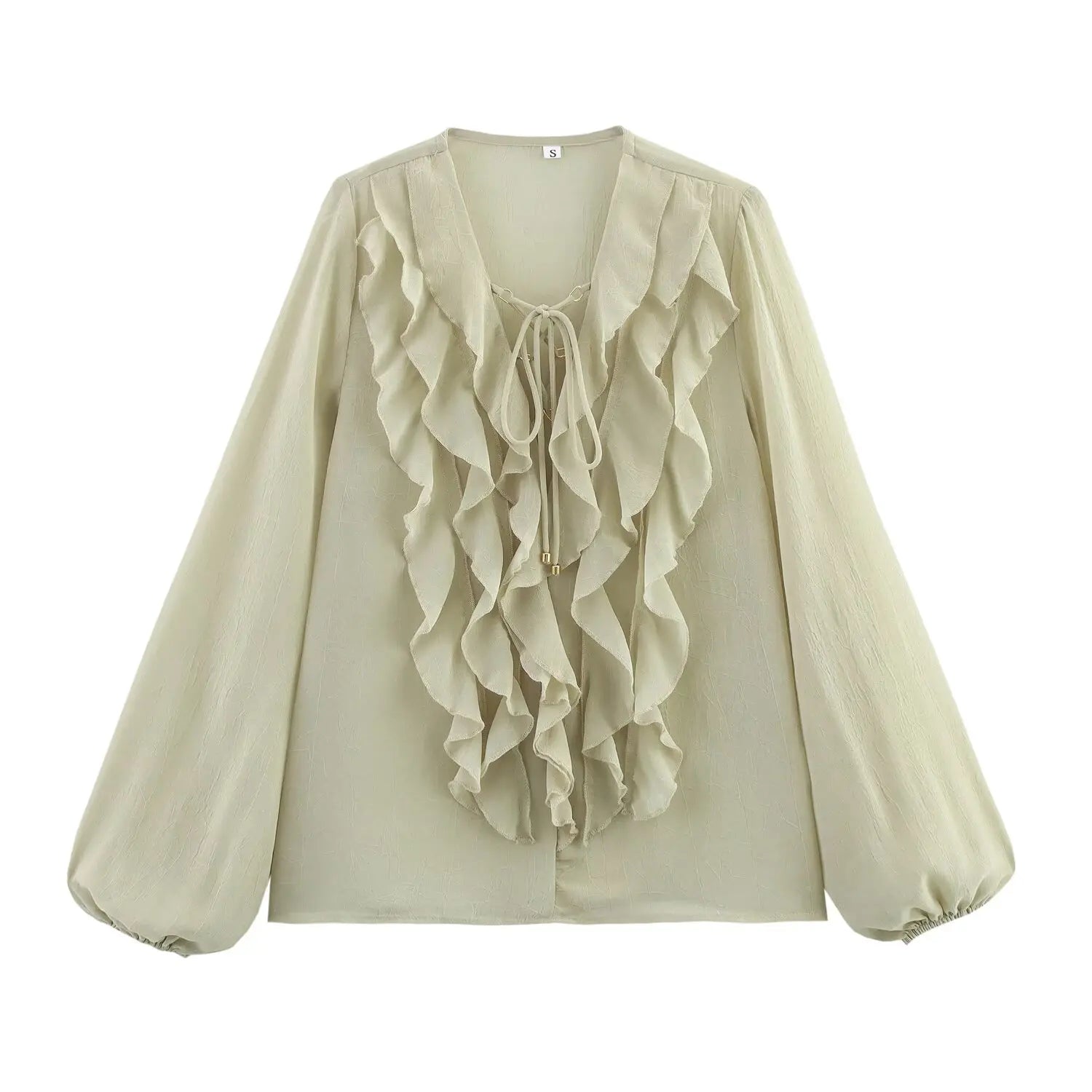 New Women's Clothing European and American Style Fashion Design Layered Decoration Translucent Shirt