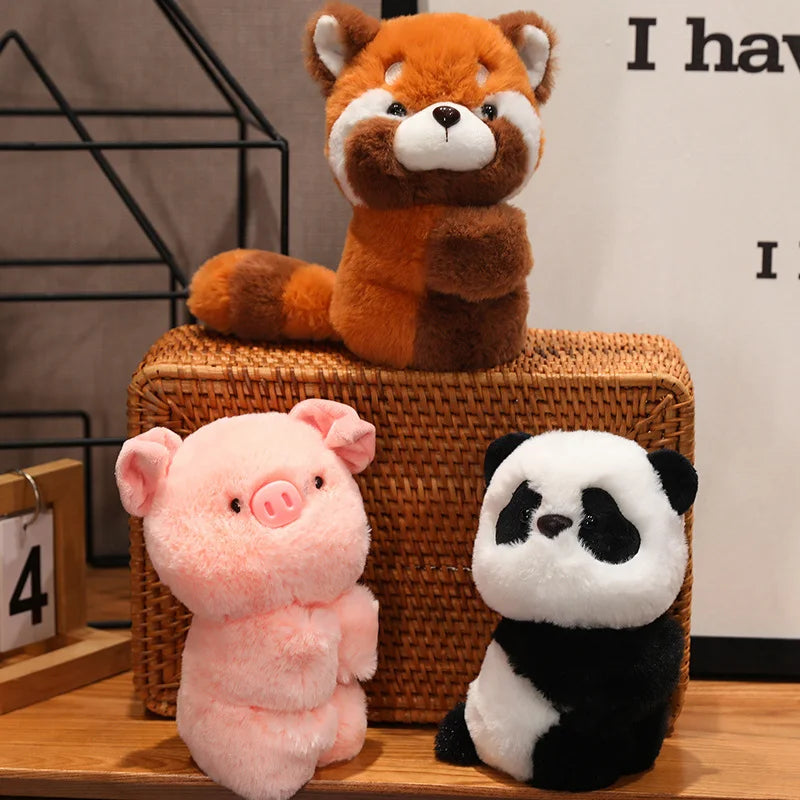 Creative Stuffed Animals Raccoon Fox Husky Cat Monkey Papa Circle Toy Wrapped Around Arm Doll Toys For Kids Birthday Gift