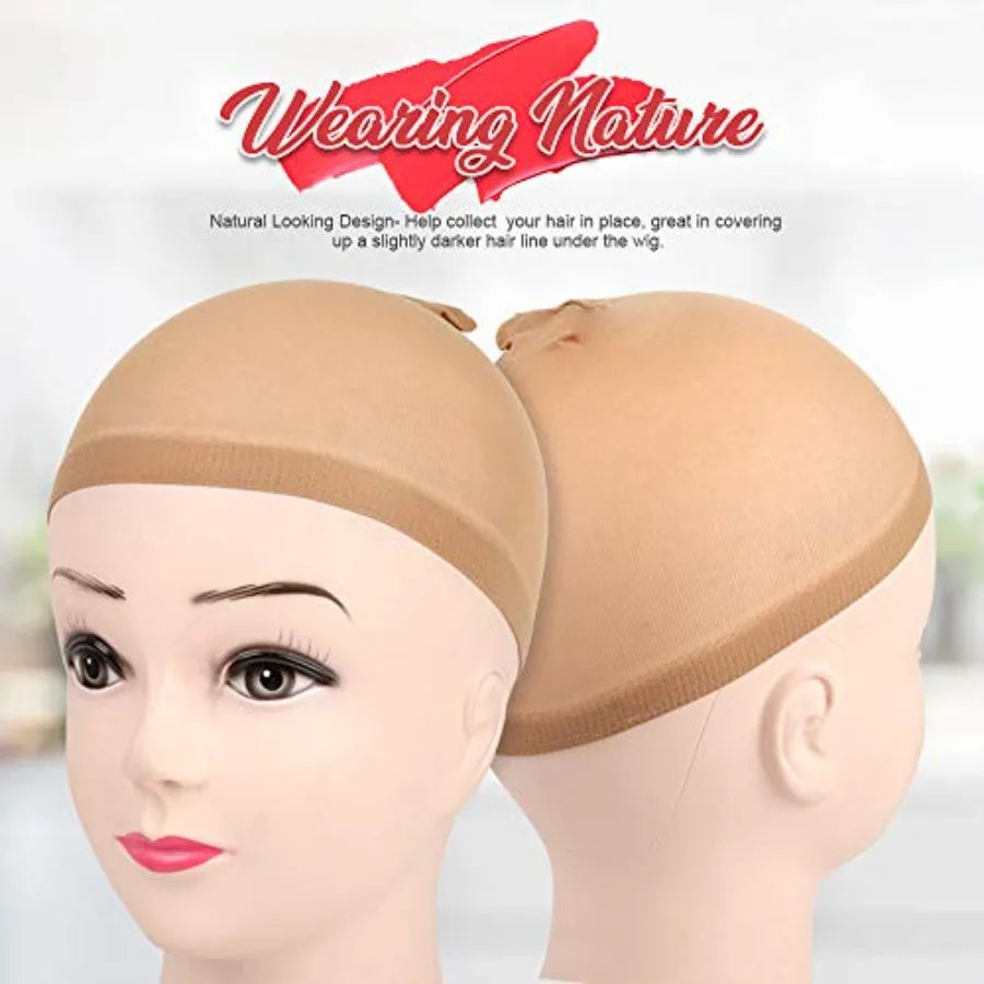 6 Pcs Stocking Wig Caps, Light Brown Stocking Caps For Wigs, Stretchy Nylon Wig Caps for Women, Girls,