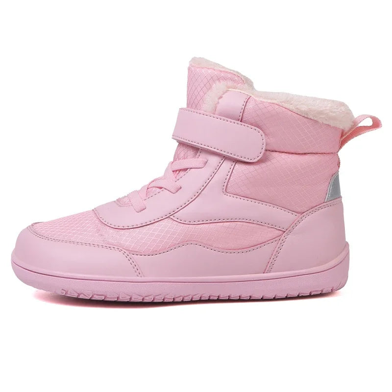 Boys Girls Winter Snow Boots Wide Toe Barefoot Insulated Waterproof Fur Lined Shoes for Kids Cold Weather Outdoor Sneakers