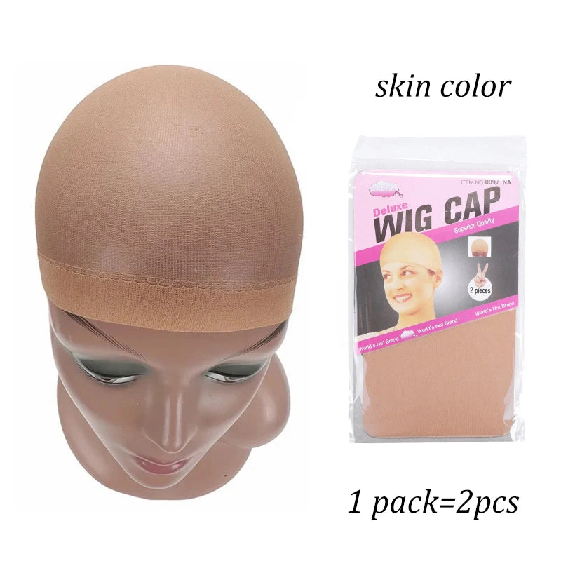 Top Stocking Wig Cap Hair Net For Weave 2pcs Hair Wig Nets Black Brown Stretch Mesh Wig Cap For Making Wigs Free Size
