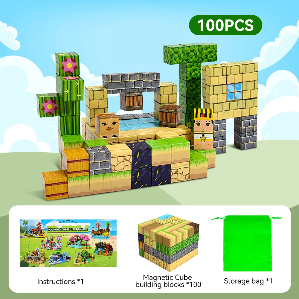 Magnetic Blocks-Magnetic Building Blocks,STEM Educational Magnet Toy Magnet Cubes Toys Stacking Learning Toys for Boys Girls