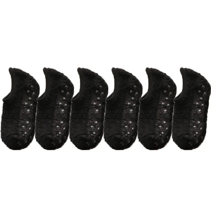 Myke korallfleece sokker kvinner vinter varme tykke plysj Sox hjem gulv sovetøfler silikon sklisikre båtsokker hipster