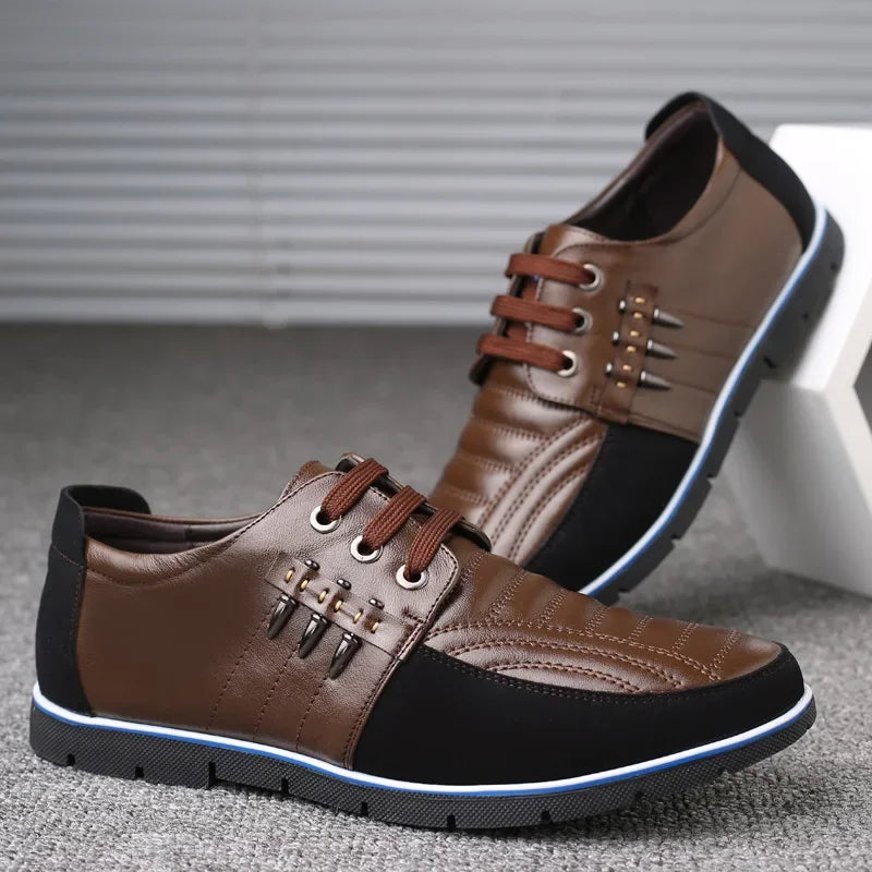 Men Genuine Leather fur Shoes High Quality Elastic Band Fashion Design Solid Tenacity Comfortable Men's Shoes Big Sizes s34