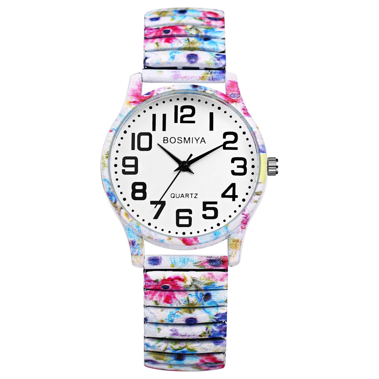 LANCARDO Men's and Women's Elastic Band Watch Quartz Watch Easy to Wear Arabic Numerals Scale Printing Decoration