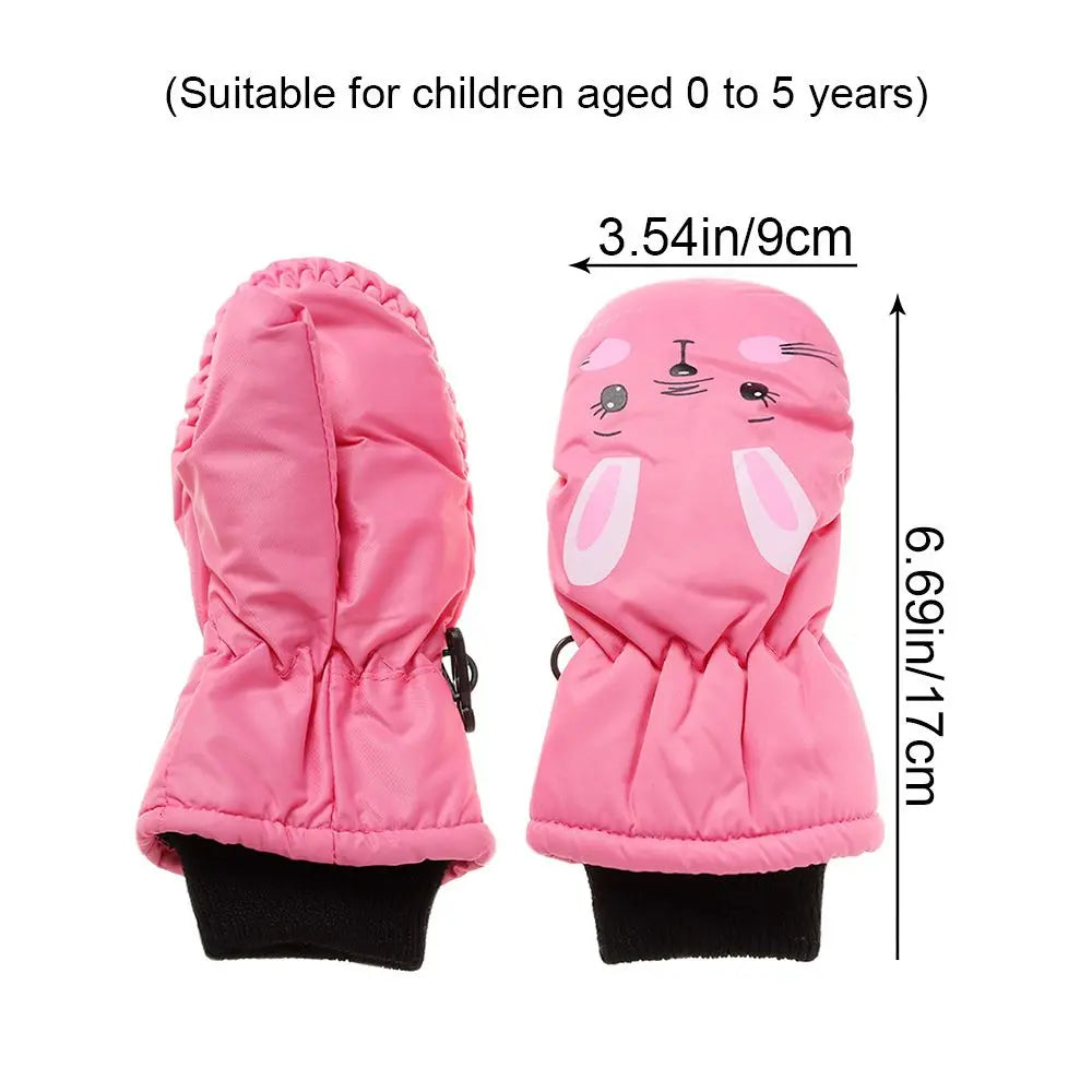 Moda Antideslizante Niños Niñas Dibujos Animados Conejo Guantes de Esquí Infantiles Manoplas Deportivas Impermeables Gruesas Cálidas