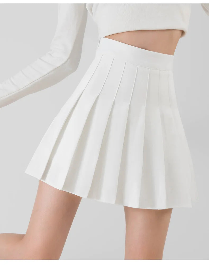 Women's Skirt Korean Style Miniskirt A-line Short Rokken College Girls Falda Short De Mujer  Black Pleated Skirt with Shorts