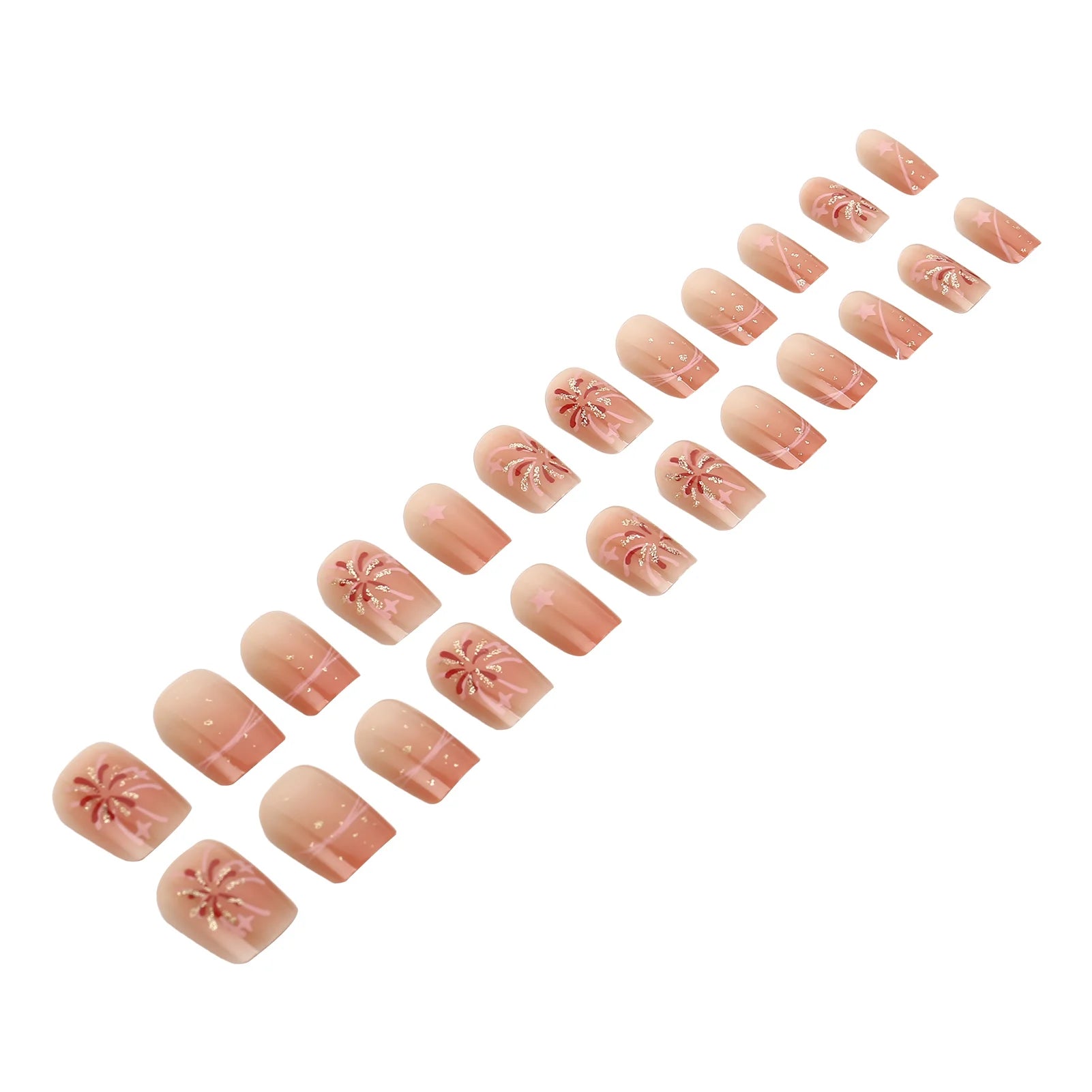 Woman Glittering Press On Nails Short Ballerina Blush False Nails Reusable Nail Tips for Women and Girl Nail Salon at Home
