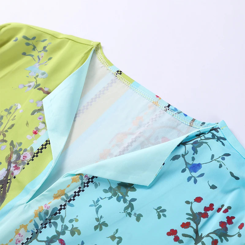 Conjunto de pantalones largos estampados para mujer, elegante camisa de manga larga con cuello en V, pantalón ancho holgado, traje de verano de 2 piezas para mujer, estilo urbano