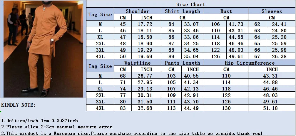 Summer Men's Sets Clothes Outfit Kaftan Luxury Long Sleeved Top Pants 2-piece Man Suit African Ethnic Traditional Male Clothing