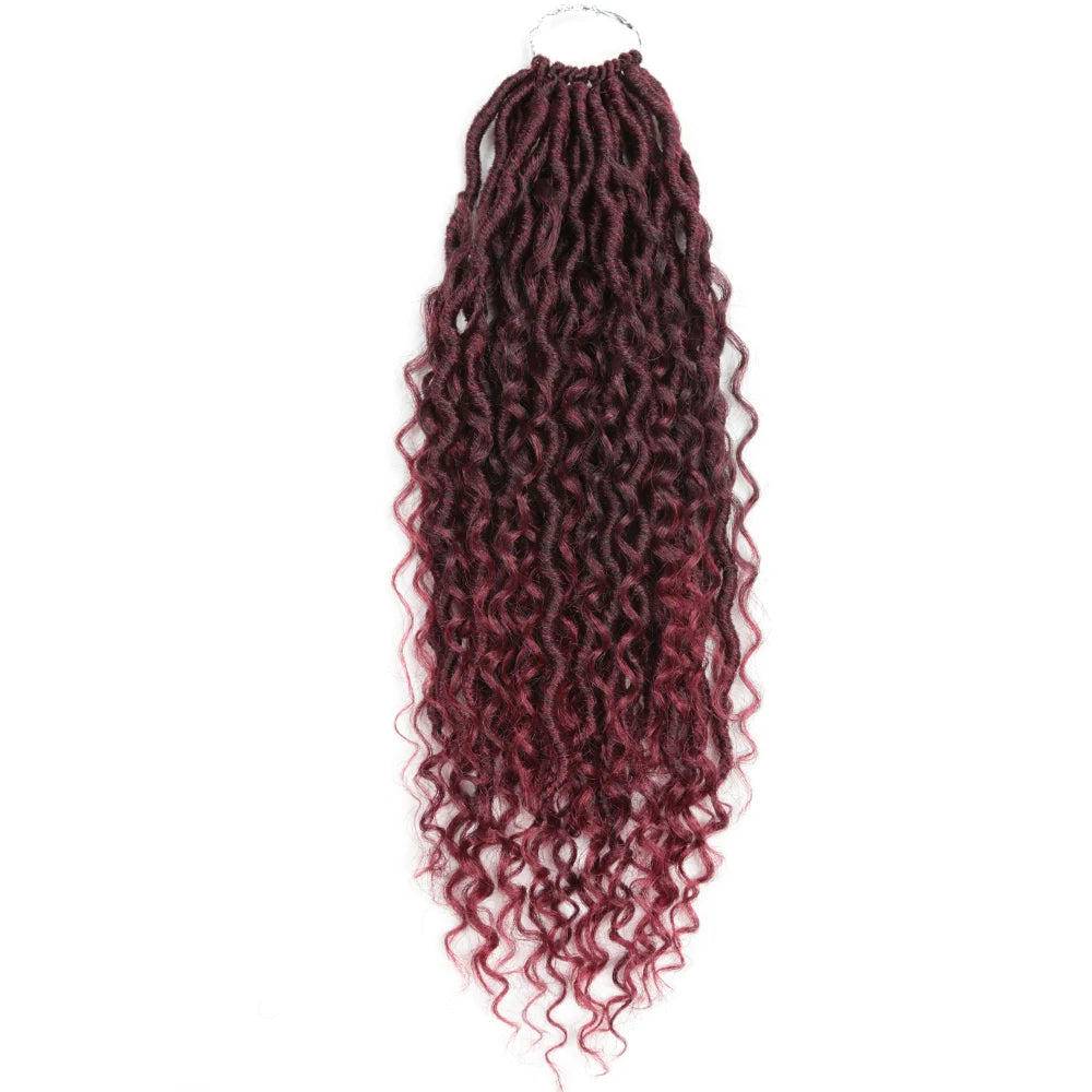 Synthetic Goddess Locs Crochet Hair Braids Curly Faux Locs Braiding Hair Extensions Wig For Women Black Hippie Boho Style