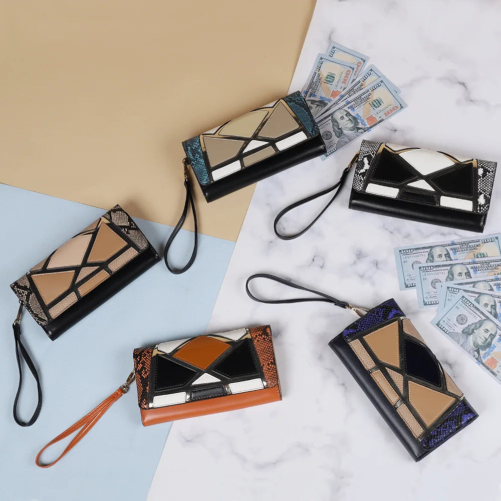 Luxury Design Women's Wallet Large Capacity Credit Card Holder PU Leather Elegant Ladies Long Purse