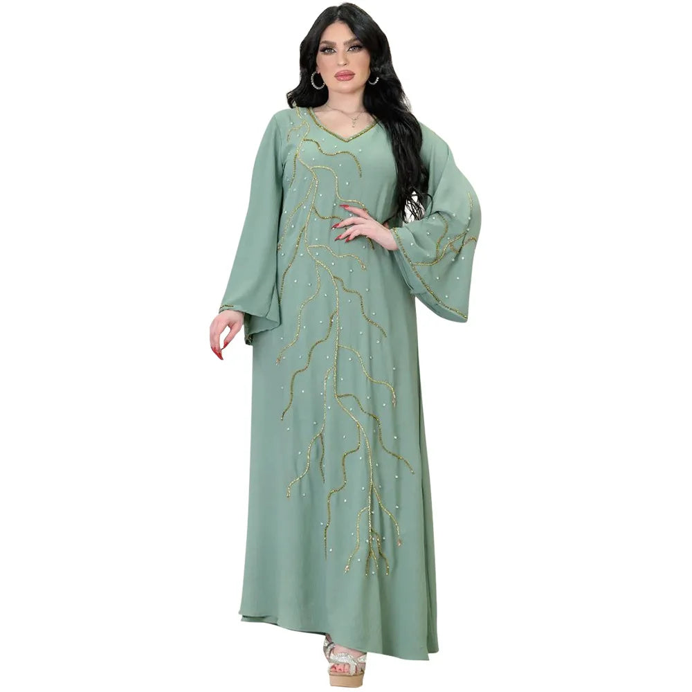 Caftan Eid Élégante Robe Musulmane Fête Ramadan Dubaï Abaya Turquie Robes Longues de Soirée Islamiques Musulmane Élégantes Vestidos