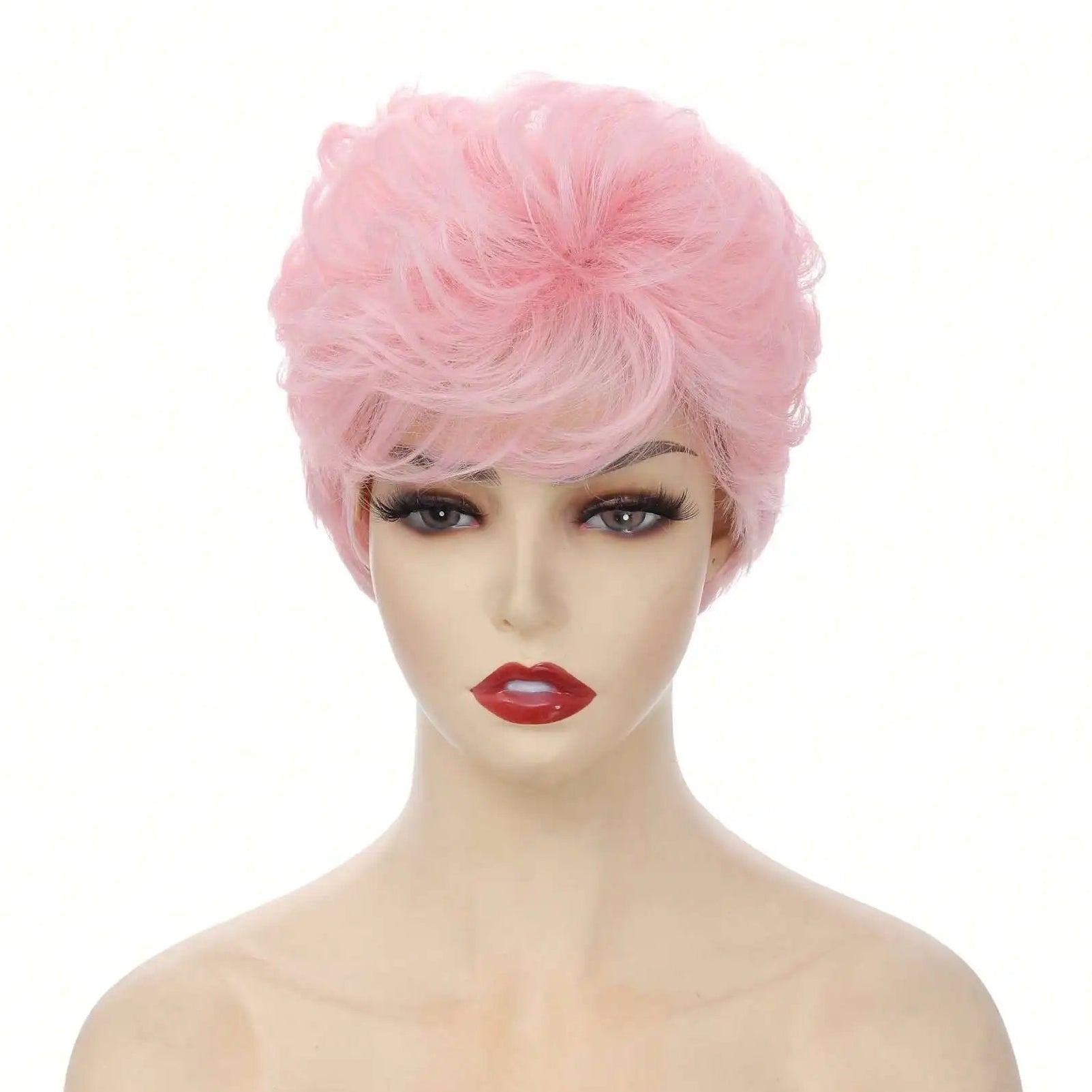 Pink Curly Pixie Wig
