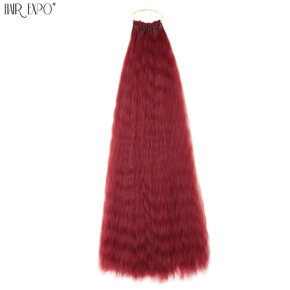 22Inch Synthetic Yaki Straight Crochet Hair Afro Kinky Straight Fake Hair Extensions Ombre Braiding Hair Bundles Hair Expo City