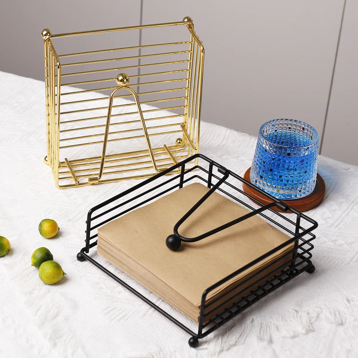 Napkin Holder, Suitable for Kitchen, Restaurant, and Outdoor Use, Matches Various Dining Room Decor Styles, Black,Gold