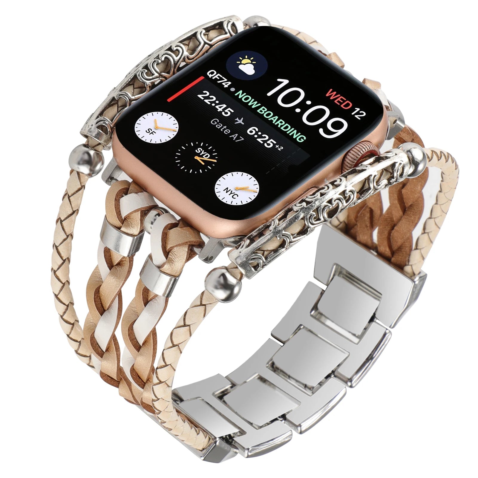 Metal Strap For Apple Watch Band Series876 SE54Ultra Women Jewelry Bracelet Chain IWatch 49mm 45mm 41mm 40mm 38 44mm Peal Wrist