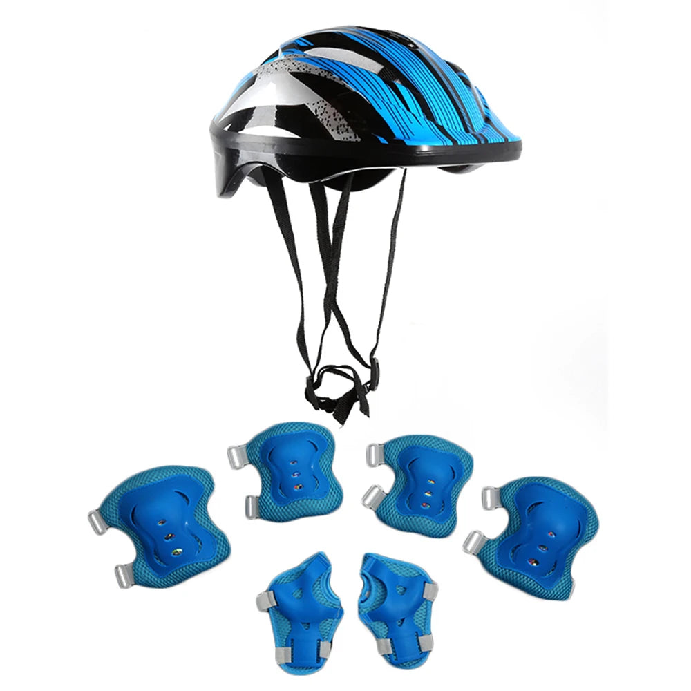 7Pcs/Set Kids Roller Skating Bicycle Helmet Knee Wrist Guard Elbow Pad Set for Children Cycling Sports Protective Guard Gear Set