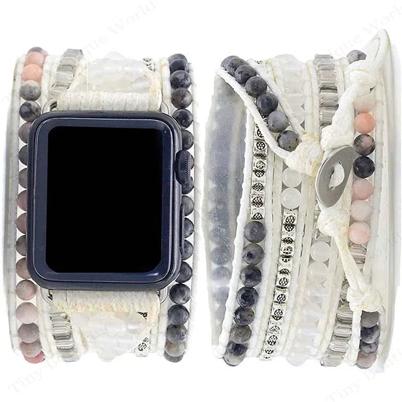 Bohemia Strap for Apple Watch Ultra Band 49mm 44mm 45mm 41mm 42mm 38 Handmade Natural Beads Bracelet Iwatch Series 8 7 6 Se 5 3