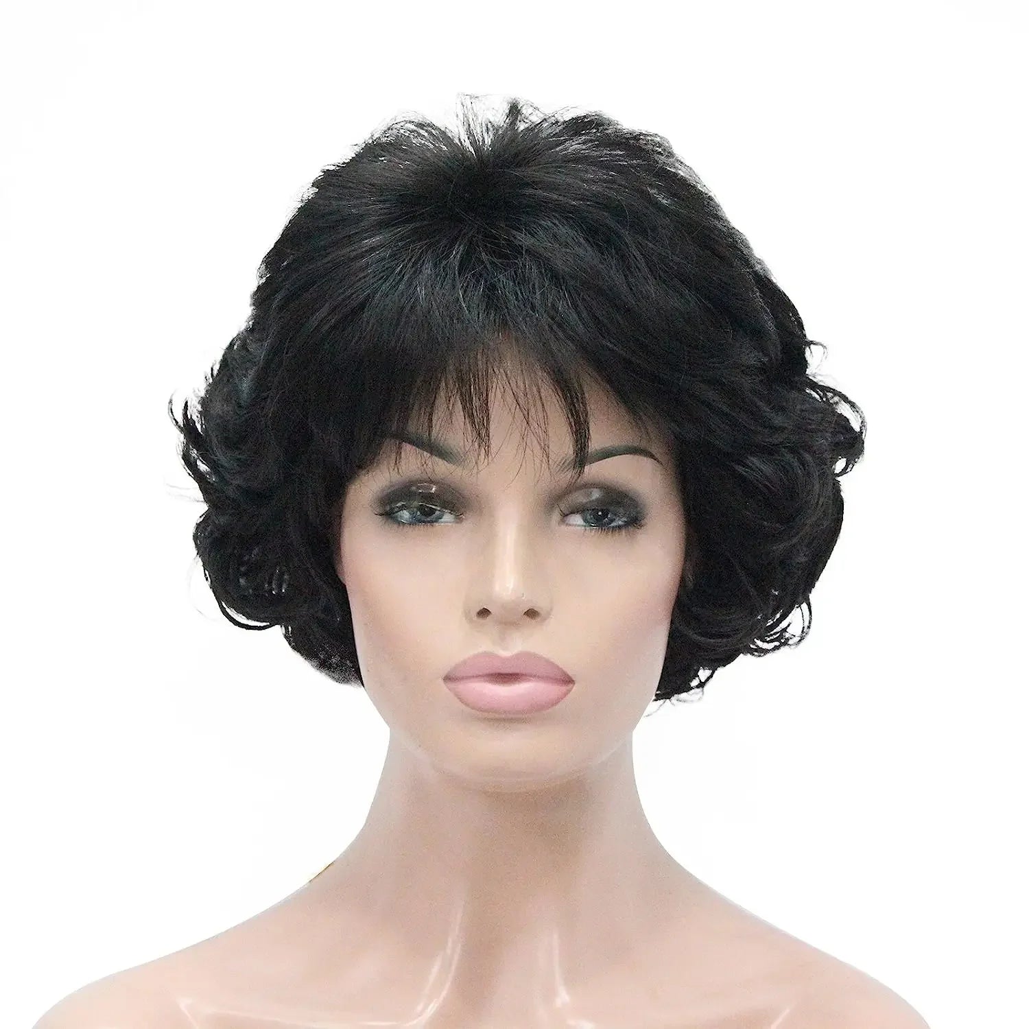 Slivery Grey Short Curly Wavy Wig 100% Imported Premium Synthetic Fashion Brown Hair Wigs for Women