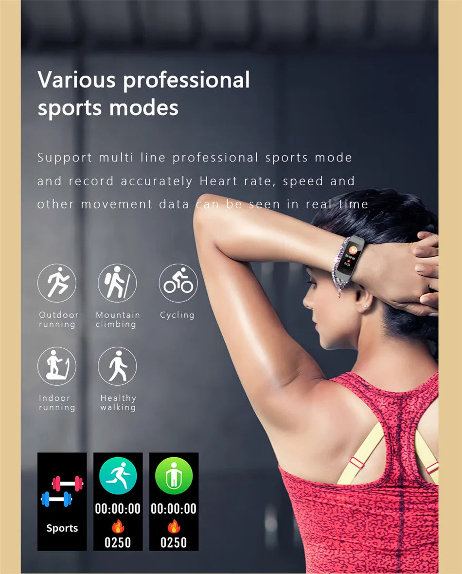 New Smart Bracelet Fitness Watch Connected Wristband Heart Rate Monitor Sleep Tracker Pedometer Band Men Women Smartwatch